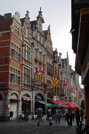 Going towards the Oude Markt from the Grote Market (Big Square) in Leuven 