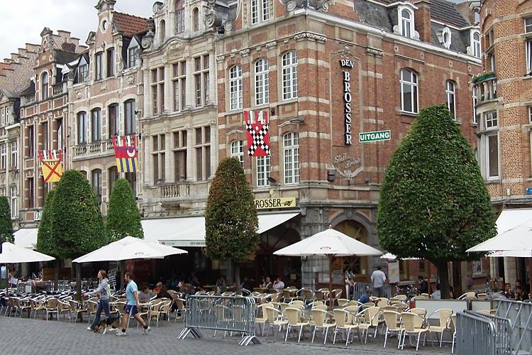 Cafes, bars, with outside sitting area (on an overcast day) on the Old Market Square