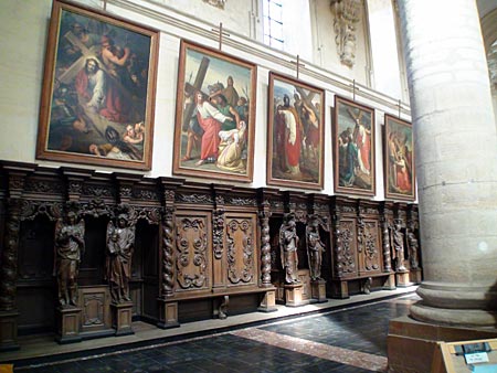 Confessionals and calvary stations at Saint Michael's Church, Leuven