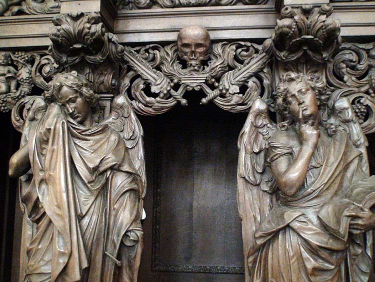 Decorative wooden sculptures, confessional, Saint Michael's Church, Leuven